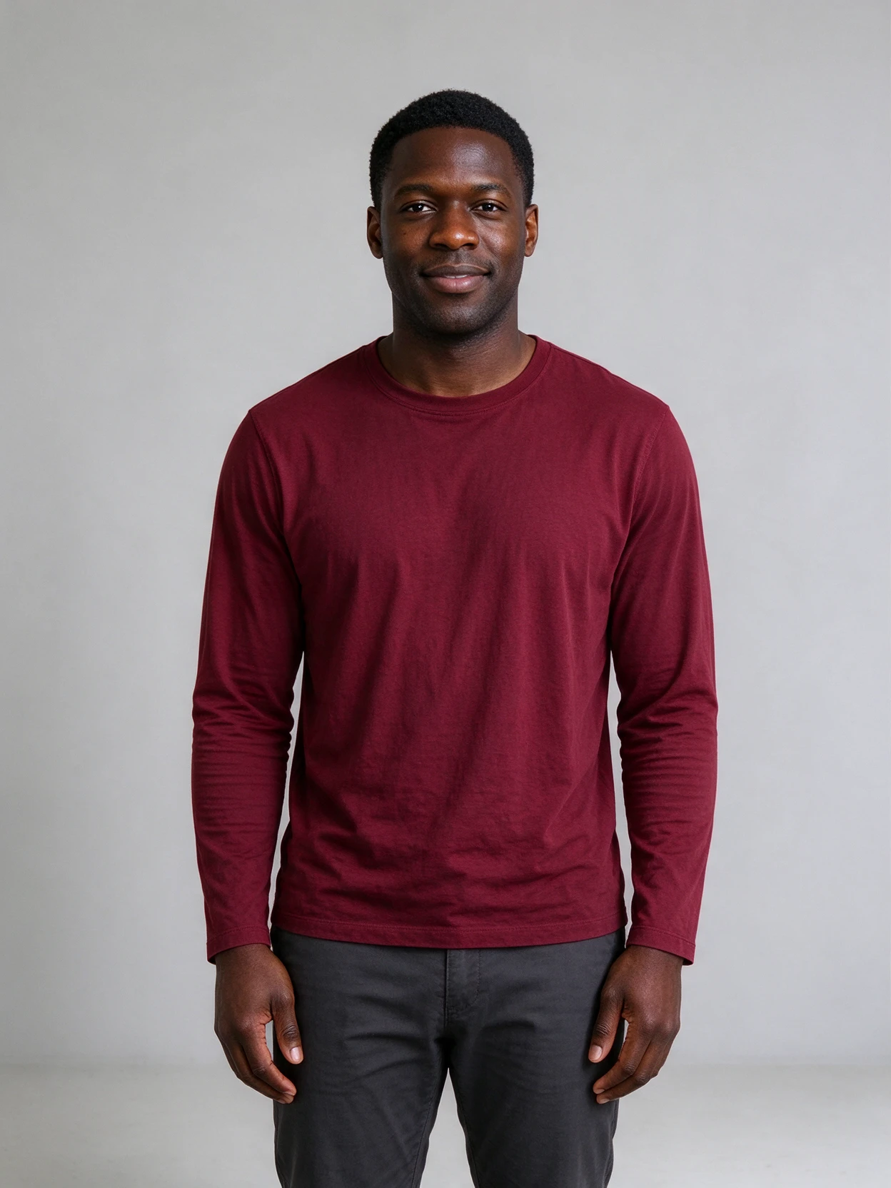 A man in a burgundy shirt used as the person input for the ragdoll video
